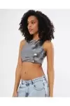Majoristik SPARKLY BÜSTİYER METALİK HALTER YAKA